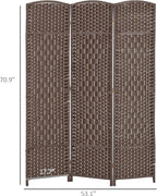 HOMCOM 3 Panel Room Divider, Hand-Woven Freestanding Wall Partition - Image 7