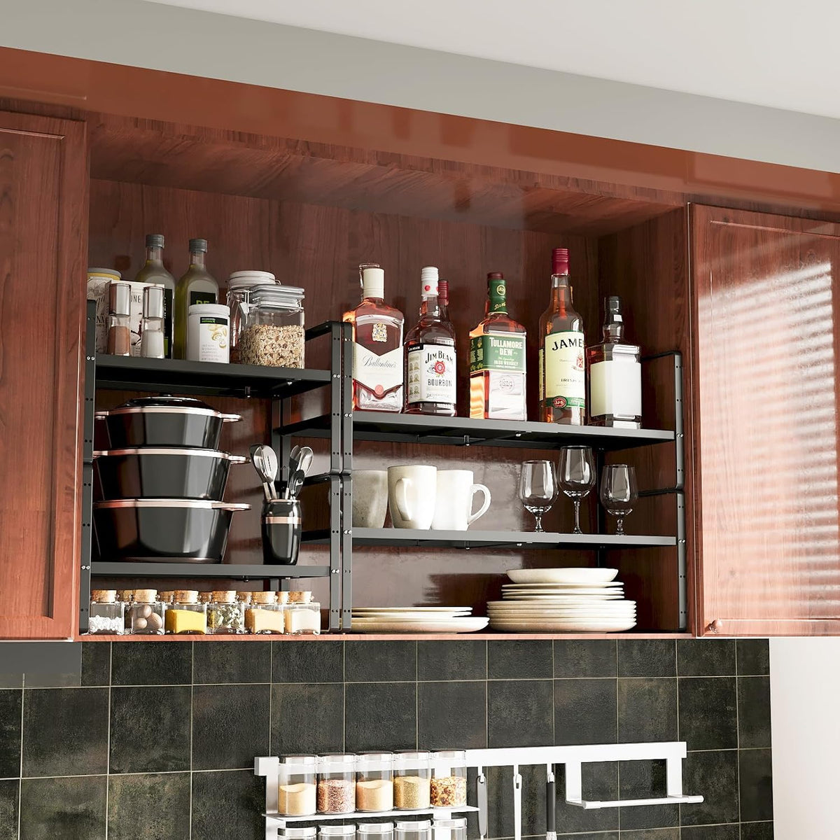 16.5~27.1" Expandable Shelf，2Pack 10.2" Wide Adjustable Height Cabi...