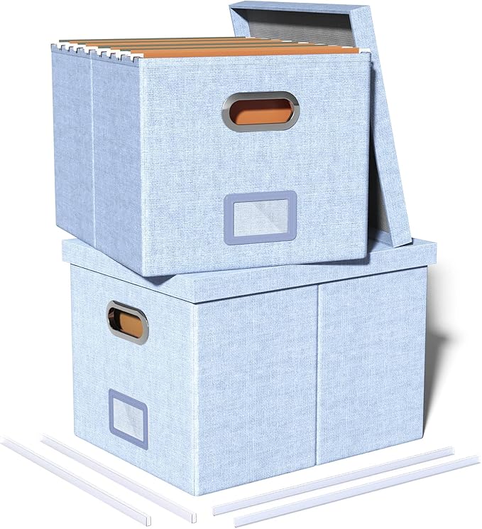 2 Pack File Storage Organizer, Filing Box, Portable File Box by Oterri