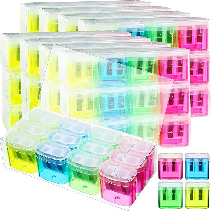 Teling 144 Pcs Manual Pencil Sharpeners Bulk Handheld Dual Holes Pencil by Teling