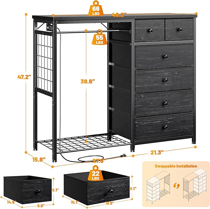 EnHomee 49.2" W Dresser for Bedroom - Image 2