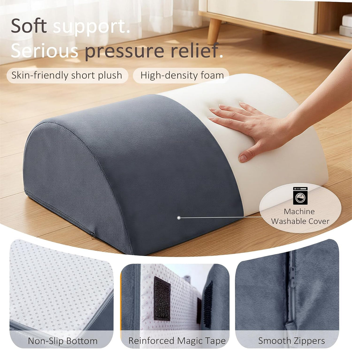Foot Rest Under Desk, Non-Slip Footrest with 3 Adjustable Heights for Under D...