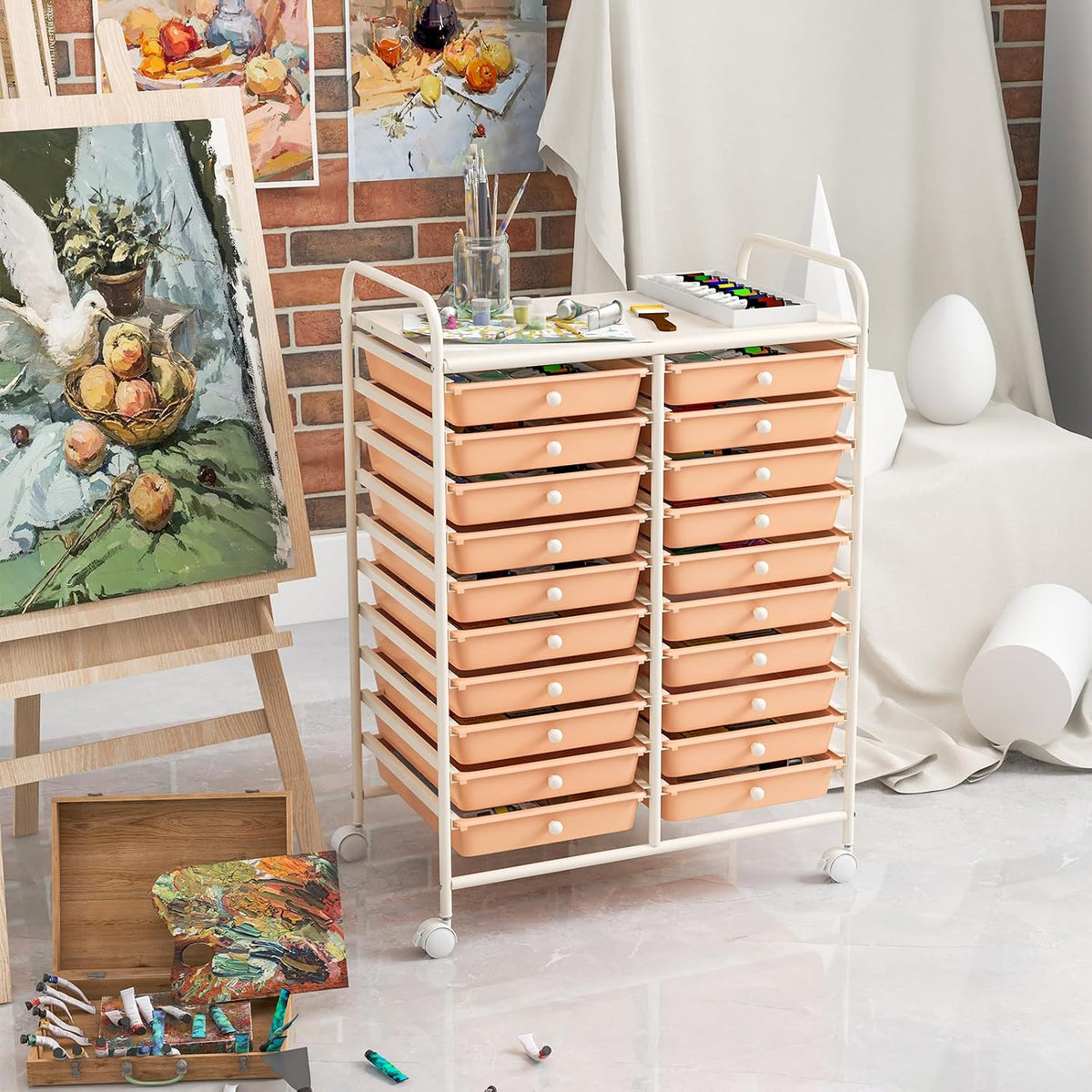 Happygrill 20-Drawer Organizer Cart Tools, Mobile Utility Storage Cart