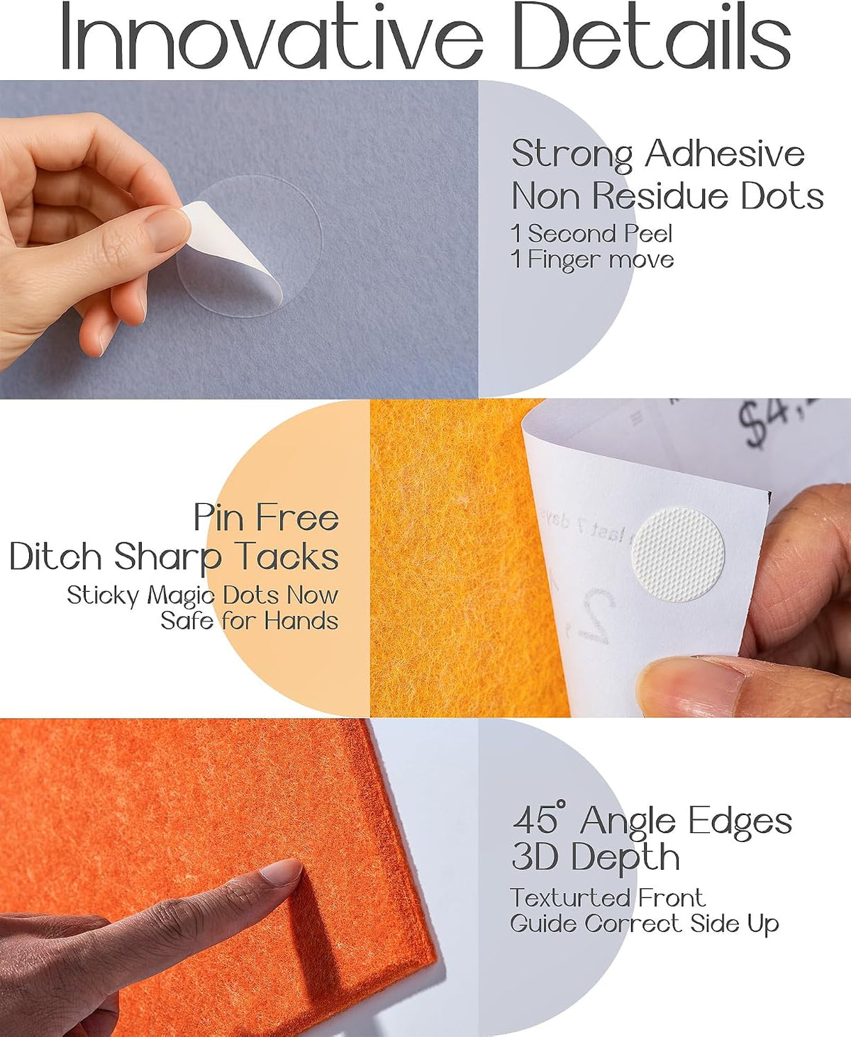 Semi-Circular Felt Wall Tiles for Bulletin Boards, Citria