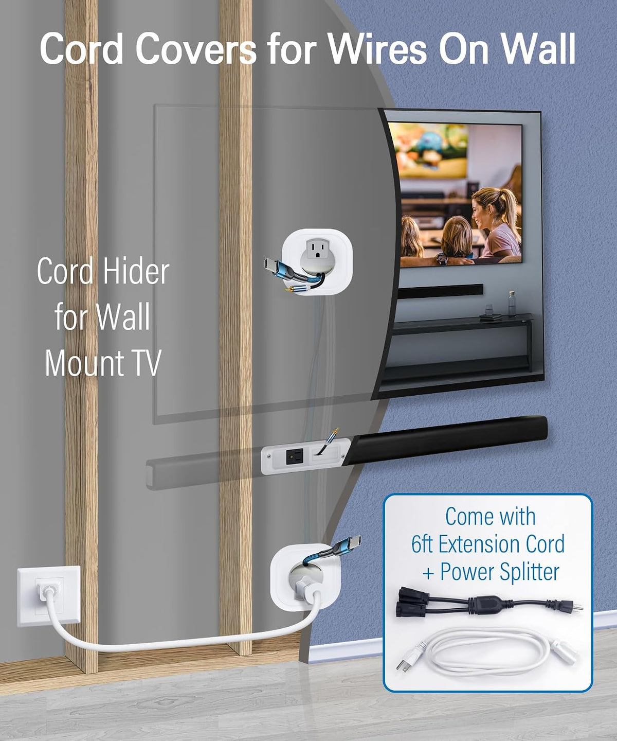 in Wall Cable Management Kit for Mounted TV & Soundbar - Cord Hider For W...