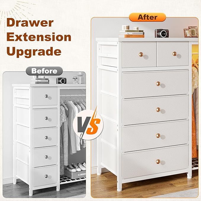 EnHomee 49.2" W White Dresser for Bedroom - Image 7