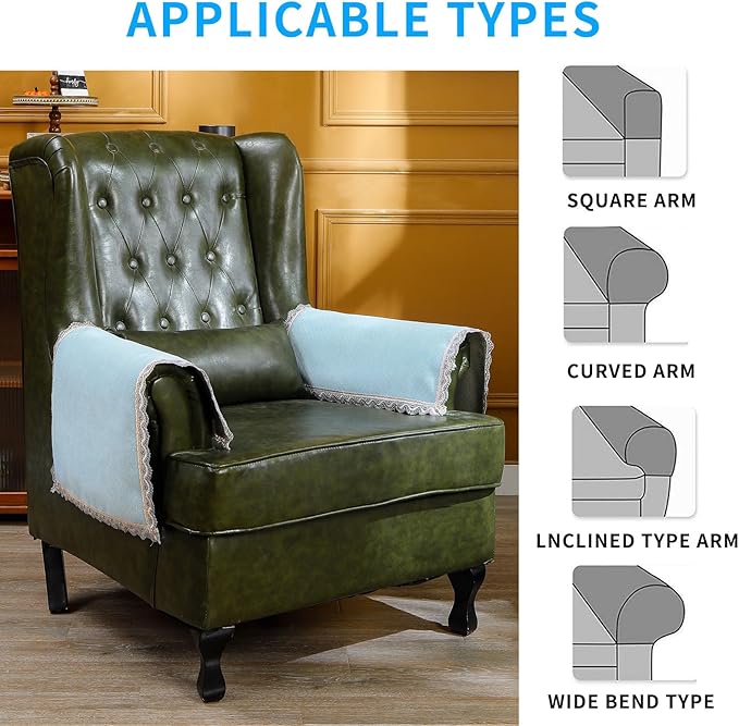 MINJIATEX Couch arm Covers, Non-Slip lace Sofa arm Covers Set of 2 Washable - Image 5