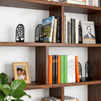 HappyHapi 7 Pair Book Ends, Metal Bookends for Shelves, Decorative Bookends | Decorative Book Holder for Shelf, Tree Stopper for Heavy Books, Black Book Ends for Home Office, 6.5 X 4.7 X 3.5 Inch