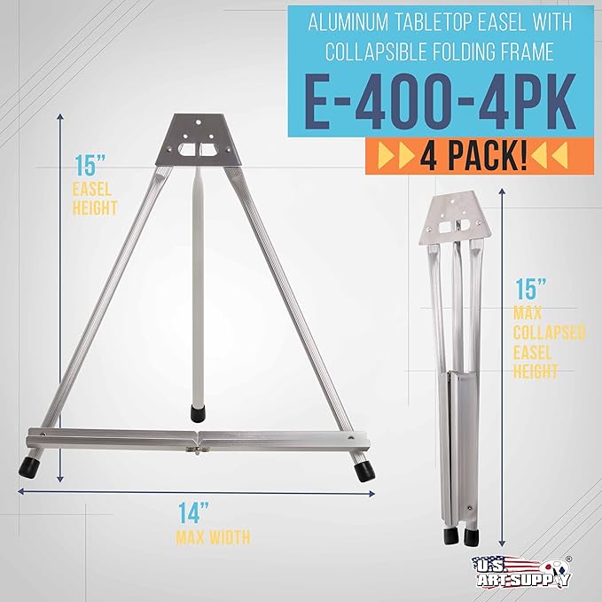 U.S. Art Supply 15" High Aluminum Tabletop Display Easel - Image 2