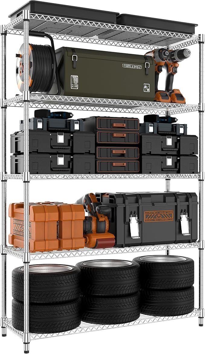 MZG 1750 lbs 5 Tier Storage Rack Metal Wire Shelving Unit, Storage Standing by MEIGAOPLASTICANDMETALHKCOLIMITED