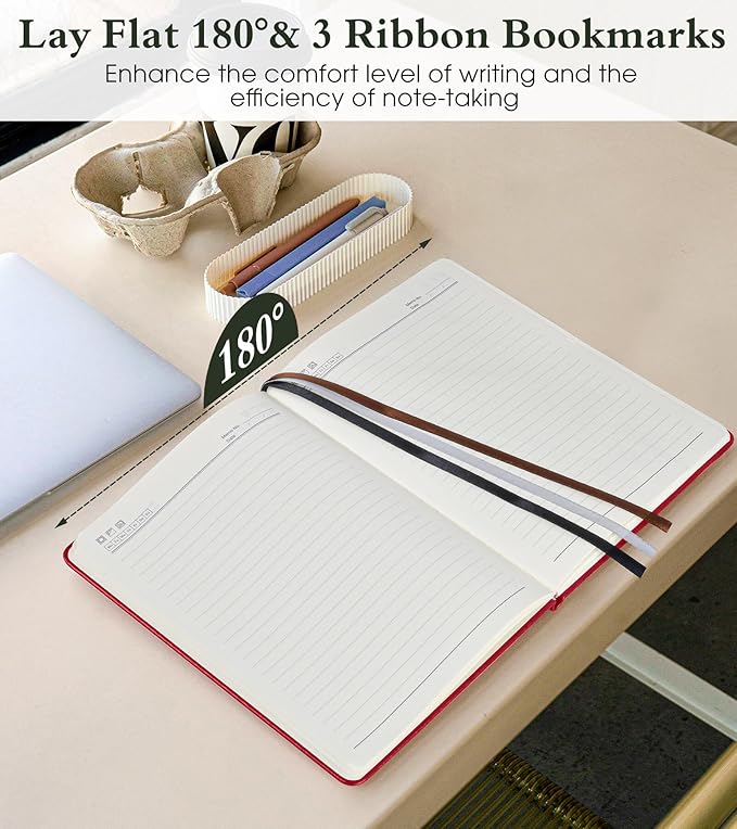 PAIBAS Lined Journal Notebook for Women Men, 160 Pages, A5 Hardcover Vintage - Image 5