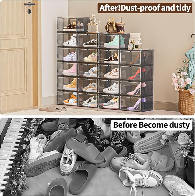 TOFWOF 6 Pack XX Large Shoe Organizer, Heavy-Duty Hard Thicken Plastic Clear - Image 7