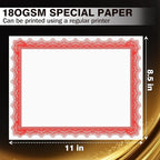 50 Sheets Red & White Certificate Papers, Letter Size 8.5x11, - Image 4