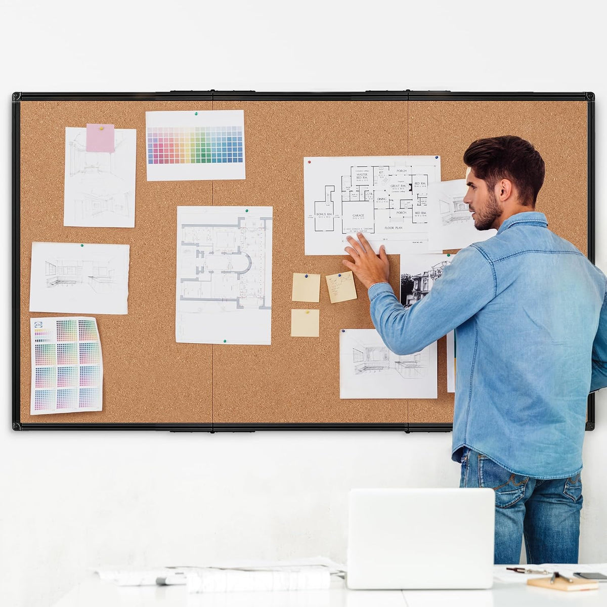 Extra Large Cork Bulletin Board 96" X 48", Foldable Notice Pin Boar...