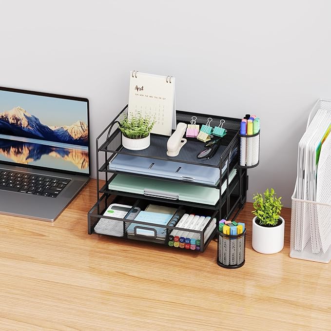 Marbrasse Desk Organizer and Accessories4-Tier Paper File Letter Tray - Image 5