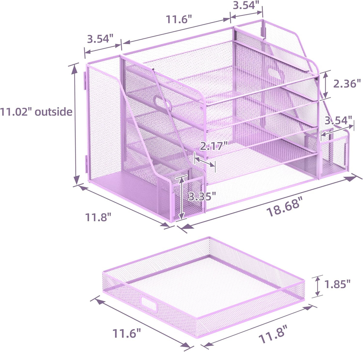 SUPEASY Mesh Desk Organizer with File Holder, 5-Tier Paper Letter Tray Organi...