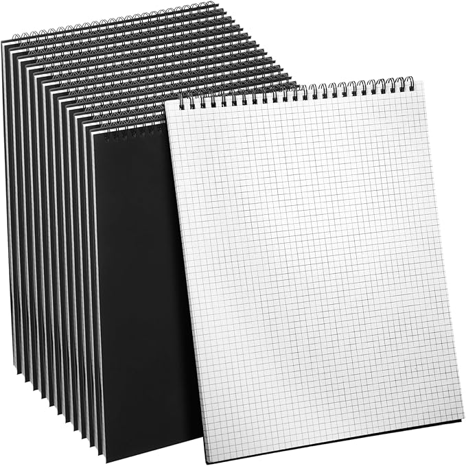 Engrowtic 12 Pack Top Spiral Graph Paper Notebooks 8.7 X11.4 Inch A4 Grid Paper by Engrowtic