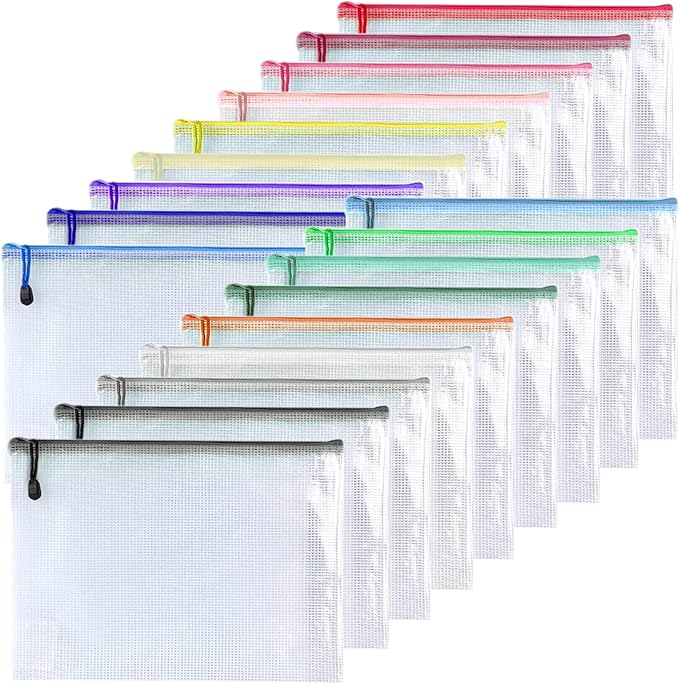 Oaimyy-18 PCS-6" x 8" Inch -Mesh Zipper Pouch, Plastic Zip File Folders Puzzle by Oaimyy