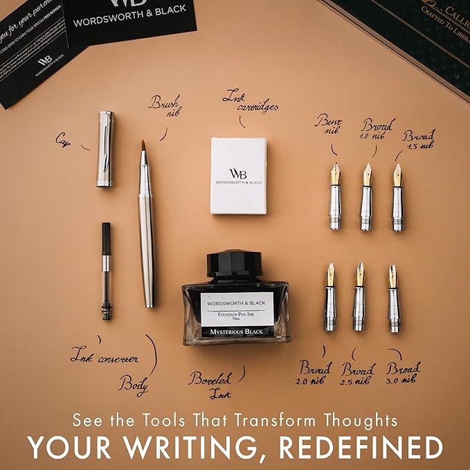 Wordsworth & Black Calligraphy Pen Gift Set, Includes Bottle, 6 Cartridges - Image 4