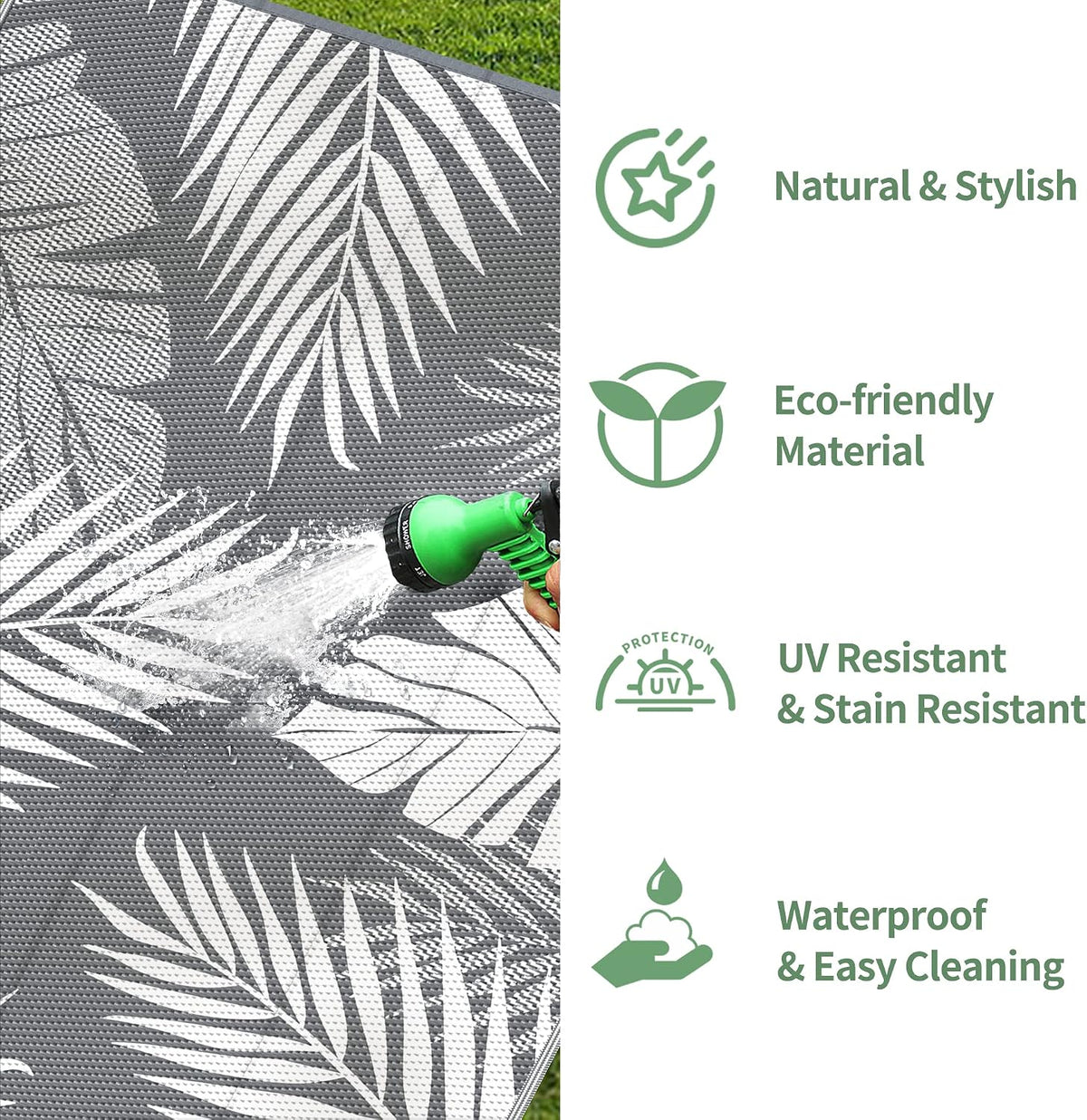 genimo outdoor rug, waterproof plastic runner rugs, 2.5'x8' showing dimensions