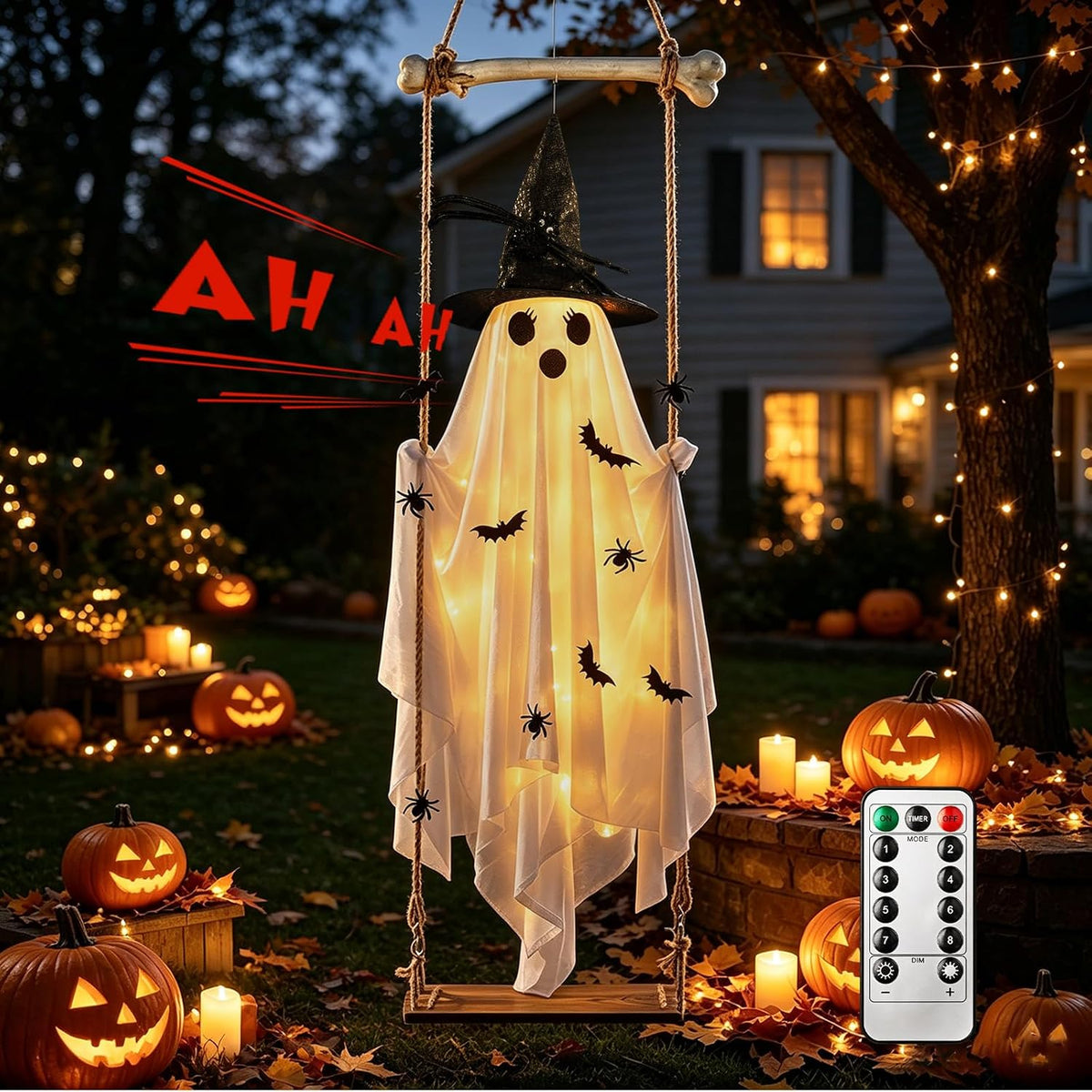 Halloween Decorations Outdoor,Large Hanging Swing Ghost Halloween Decor