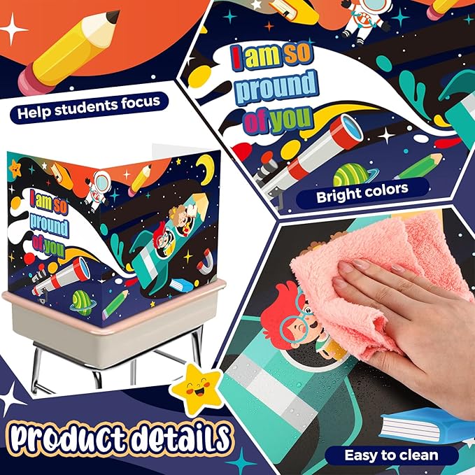 24 Pcs Privacy Boards for Student Desks Bright Colored Classroom Desk Divider - Image 3