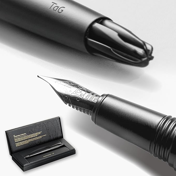 TAG Submarine Luxury Fountain Pen – TurbineDriven Refill, Steel Black Fine Nib by TaG%EF%BD%9CBeyondBoundaries