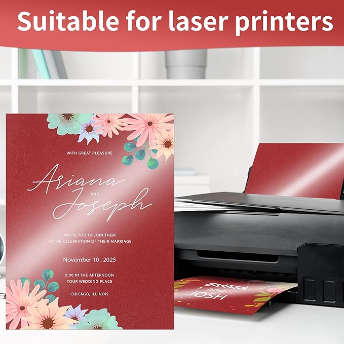 25 Sheets Red Shimmer Cardstock 8.5 x 11Inch Glitter Card Stock 92lb - Image 4