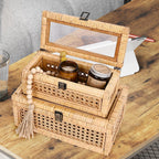 huaxin craft h rattan decorative box with lid on a desk or shelf