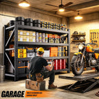 59"w garage shelving heavy duty metal storage shelves shown in use