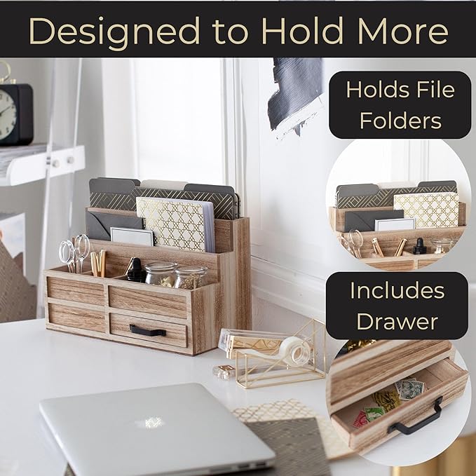 BLU MONACO | Natural Wood Mail Organizer - Image 4