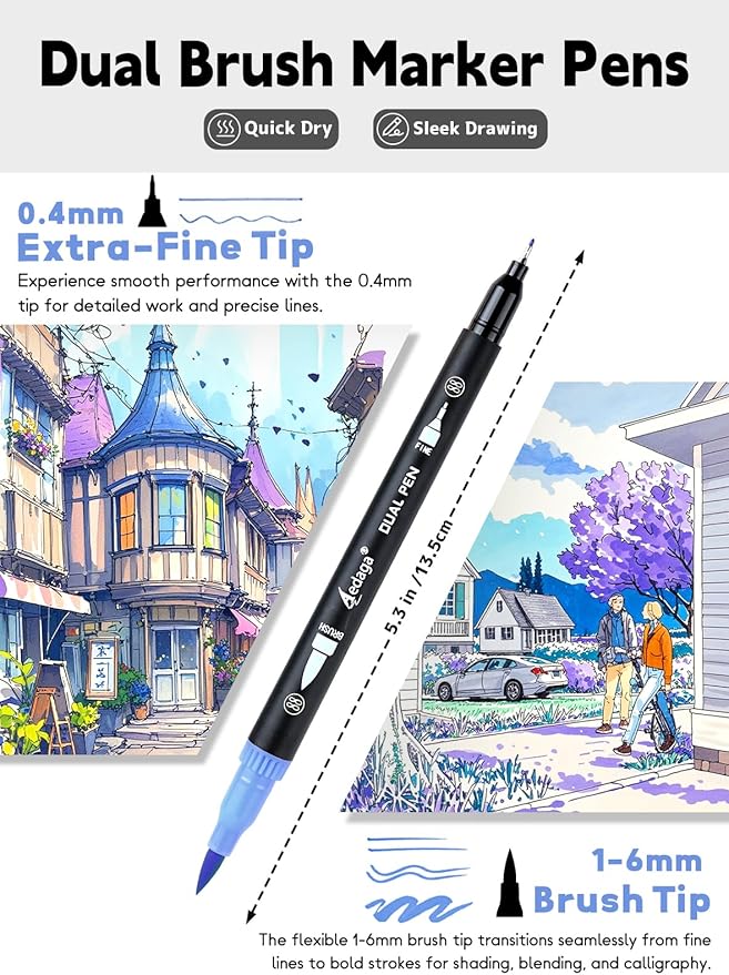 AEDAGA 100 Colors Numbered Dual Tip Brush Pens - Image 2