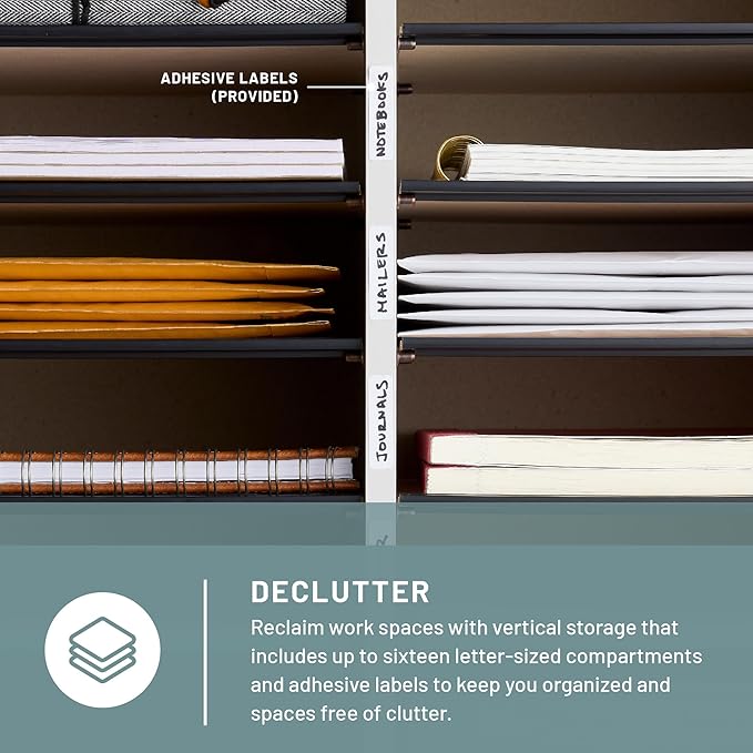 Safco 9422GR Wood Adjustable Literature & Paper Organizer, 16 Adjustable - Image 3