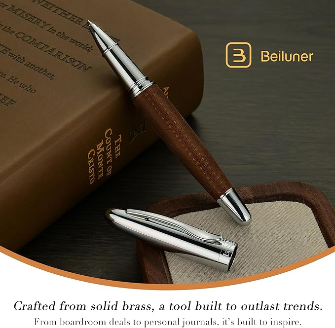 BEILUNER 318 Luxury Leather Pen, Full Grain Oil Tan Crazy Horse Cowhide Leather - Image 7