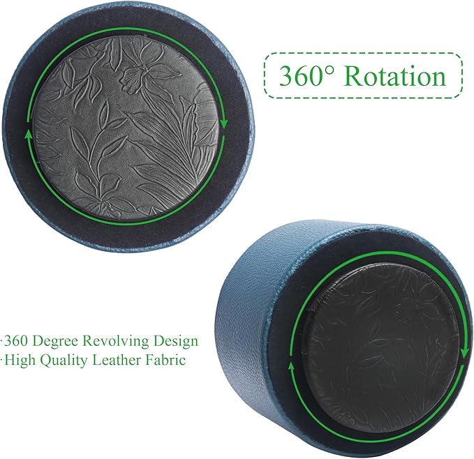 Hennaja Round Leather Art Supply Organizer, Remote Control Holder, 360 Degree - Image 4