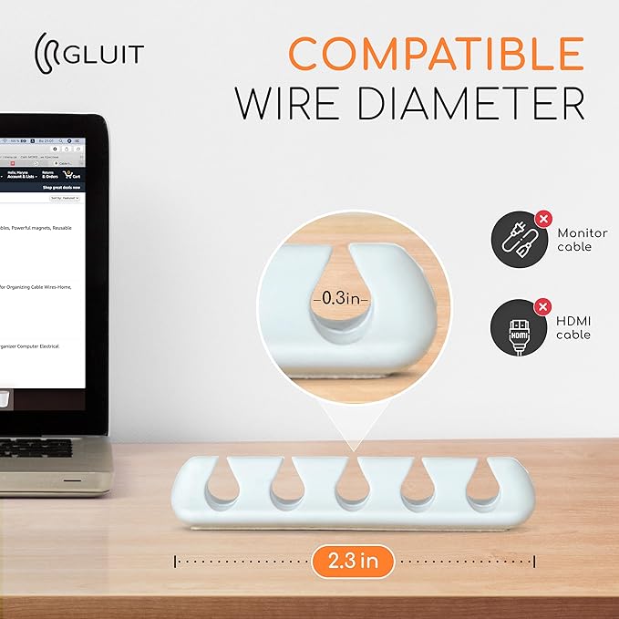 GLUIT Adhesive Desktop Cable Organizer Versatile Cord Holders Wire Clips and - Image 4