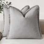 Foindtower Set of 2 Decorative Linen Fringe Throw Pillow Covers Cozy Farmhouse by Foindtower