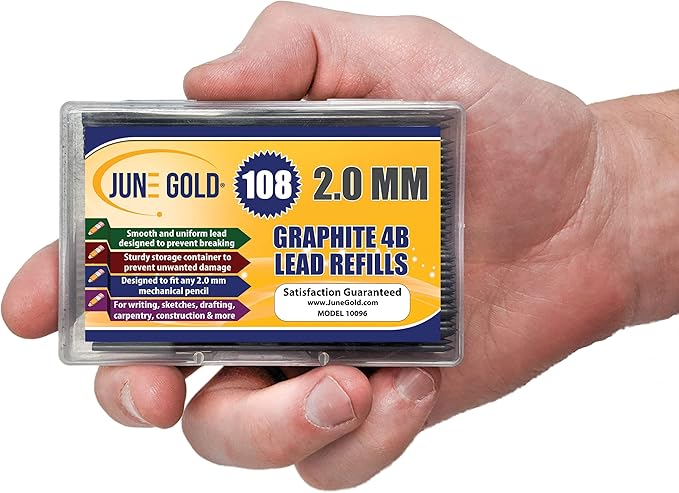 June Gold 108 Pieces, 2.0 mm 4B Lead Refills, 90 mm Length, Extra Bold Thickness - Image 3