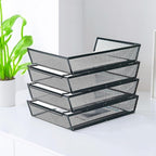 SETTFRFE 4 Tier Metal Mesh Desk Organizer-Stackable Letter Trays - Image 4
