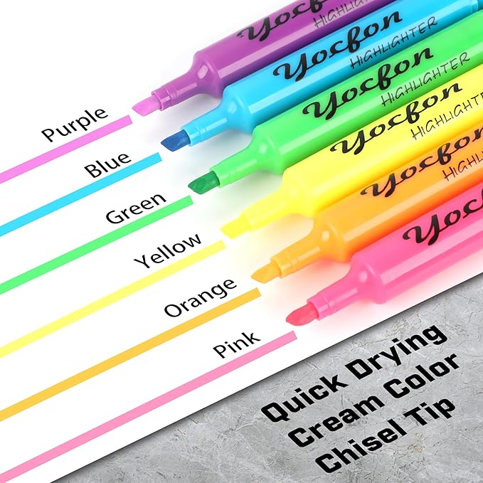 Yocfon Highlighters 90 Pack, Chisel Tip, Tank Style Highlighters Assorted - Image 3