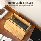Delamu Wooden Cable Management Box, Retro-Inspired Look Desk Cord Organizer Box - Image 5