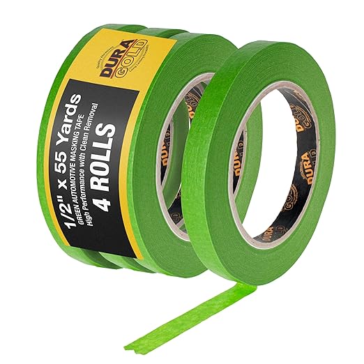 Dura-Gold Green Automotive Masking Tape 1/2 Inch, 4 Rolls by Dura-Gold
