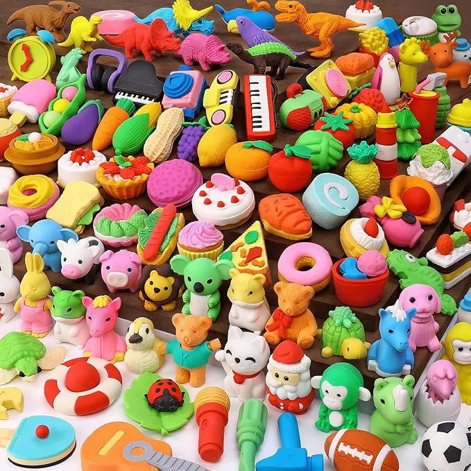 150 Pack Animal Erasers for Kids Puzzle Pencil Erasers 3D Mini Eraser Toys for by UMIKU