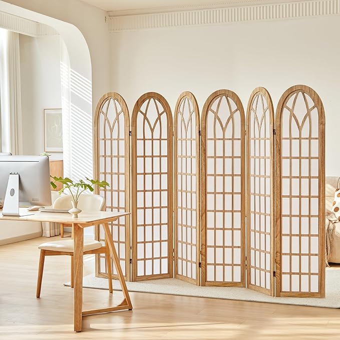 Asnefeli 6 Panel Japanese Room Divider, Shoji Style Partition Divider, Fully - Image 7