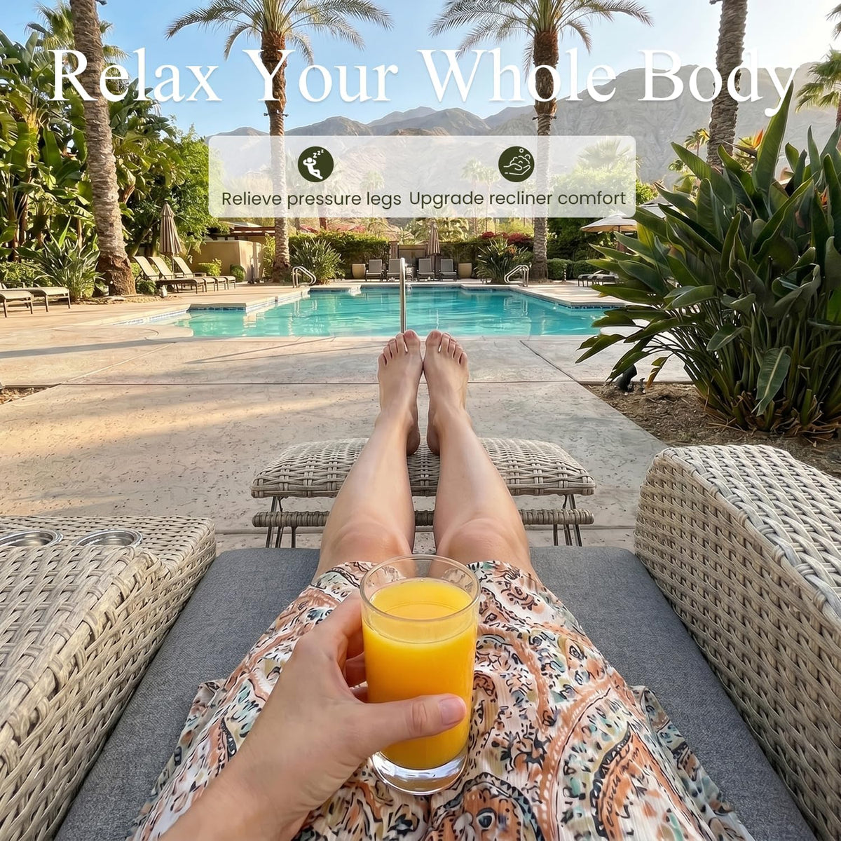 LayinSun Oversized Wicker Outdoor Recliner Lovseat with Adjustable Backrest &...