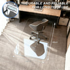 Kuyal Chair Mat for Carpet, Heavy Duty Tempered Glass Office Chair Mat | 32" x48", 1/5" Thick Computer Chair Mat with Rounded and Polished Edges, Can be Used on Carpet or Hard Floor, Ship Flat