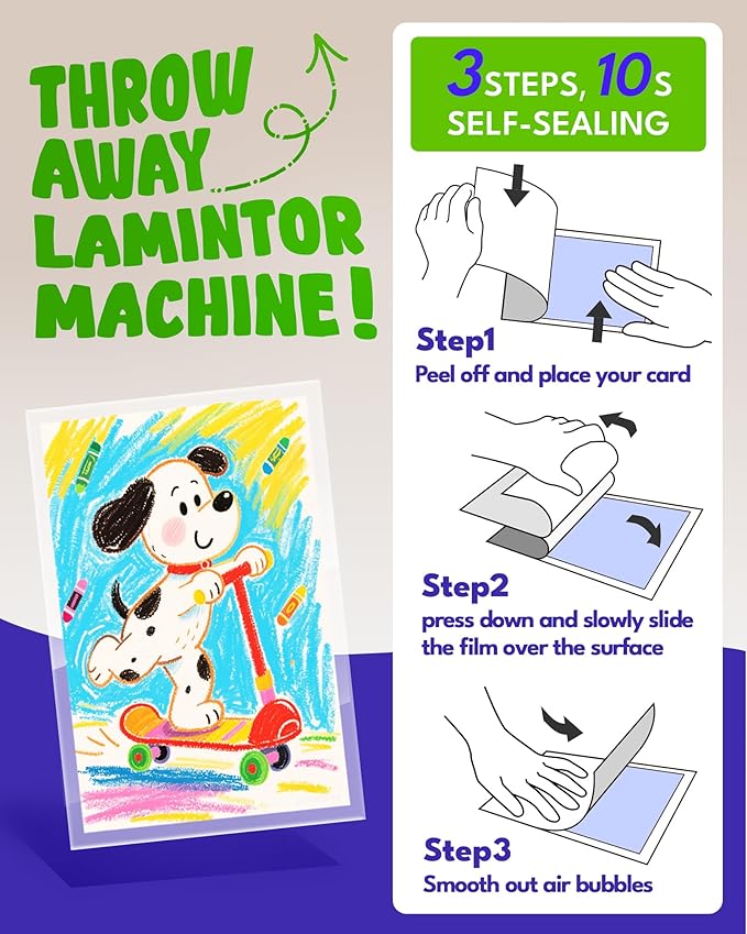 Uinkit 4mil Thicker Single-Sided Self-Adhesive Laminating Sheets, Office & Home - Image 5