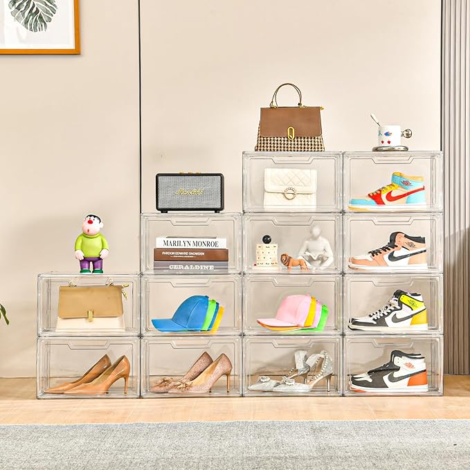 KOKOIN Magnetic Acrylic Clear Shoe Boxes – 360° Clear Plastic Stackable Sneaker - Image 5