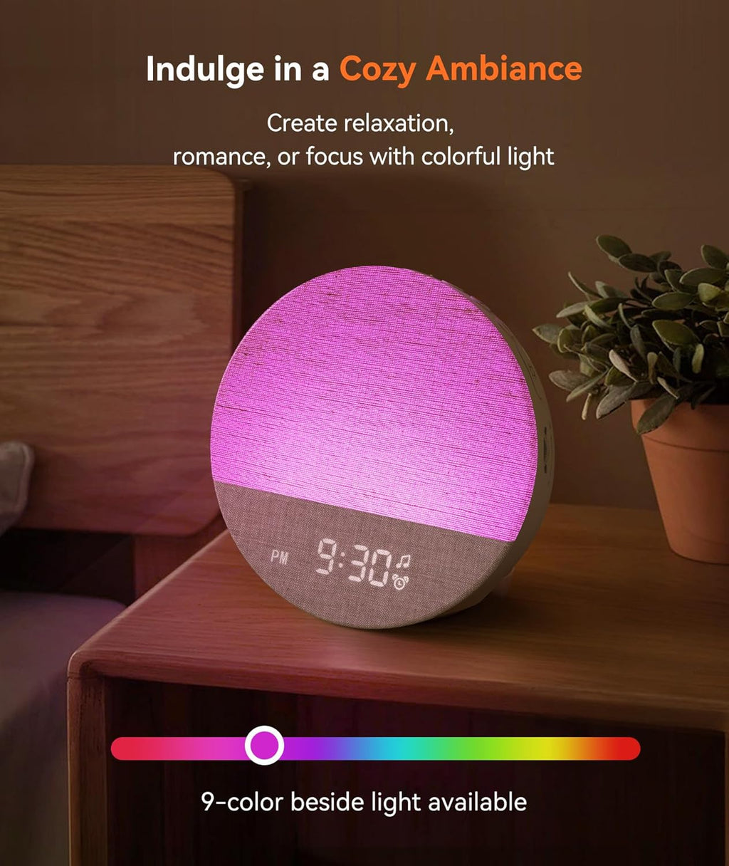 dreamegg sunrise alarm clock, natural wake up light, side view
