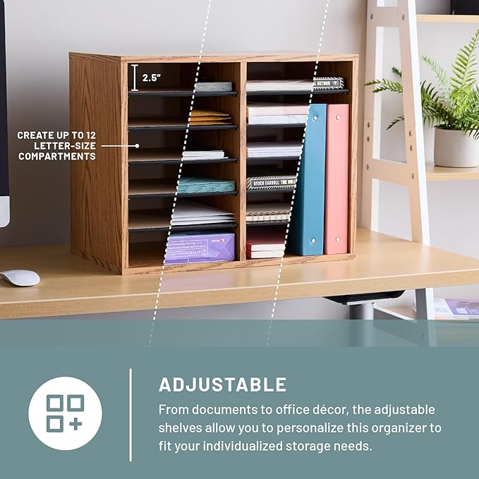 Safco 9420MO Adjustable Literature & Paper Organizer, 12 Compartment Mailbox - Image 2